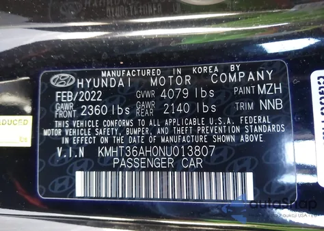 2022 Hyundai Veloster N from USA, damaged, VIN KMHT36AH0NU013807